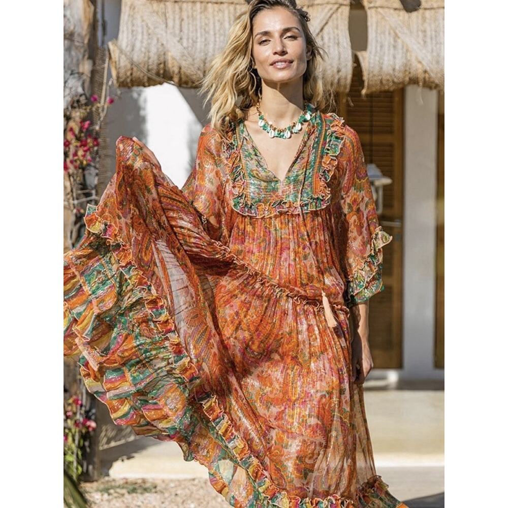 Miss June Lemmy Maxi Dress In Peach One Size